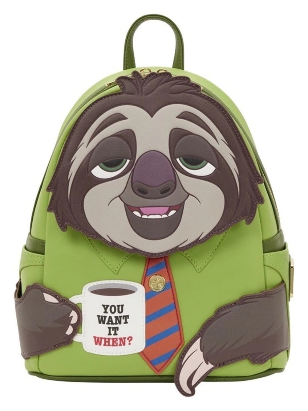 Loungefly Disney Zootopia Flash Cosplay Mini Backpack Green & Brown NWT